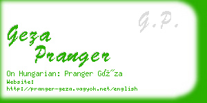 geza pranger business card